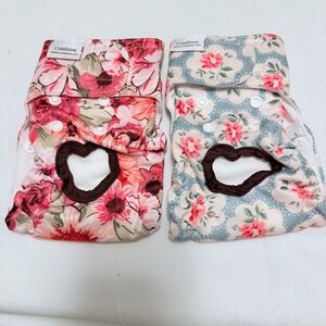 CuteBone Reusable Dog Diapers Female Small Floral 2pk Excellent Washable